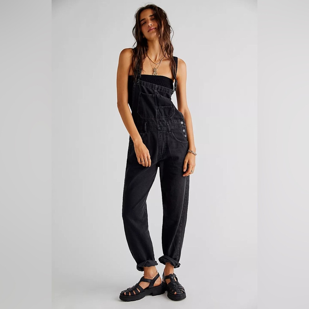 We The Free Ziggy washed Black Denim Overalls